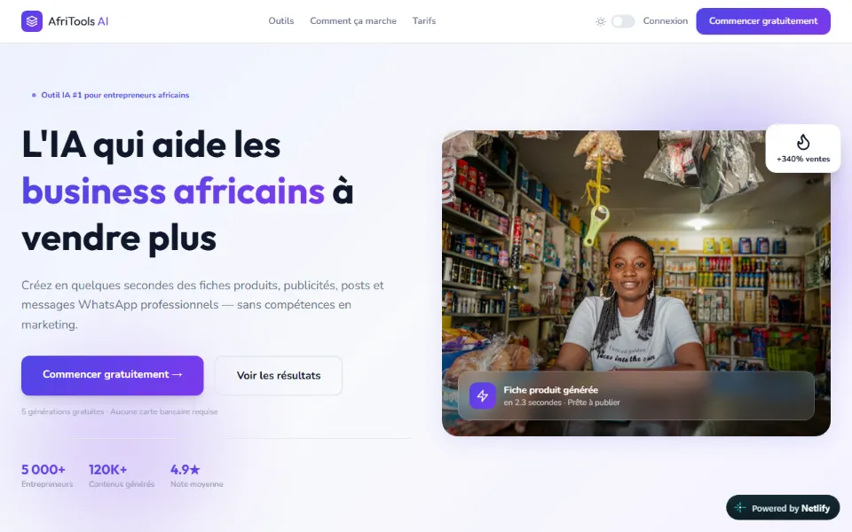 Aperçu du site AfriTools AI
