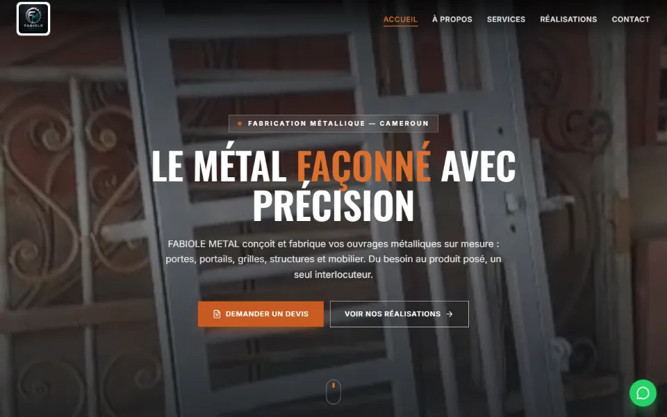 Aperçu du site vitrine Fabiole Metal